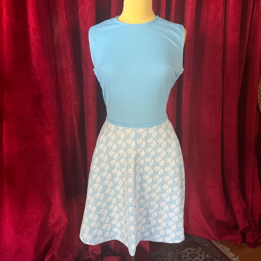 Vintage 70’s Spring Blue & Floral Mini Dress